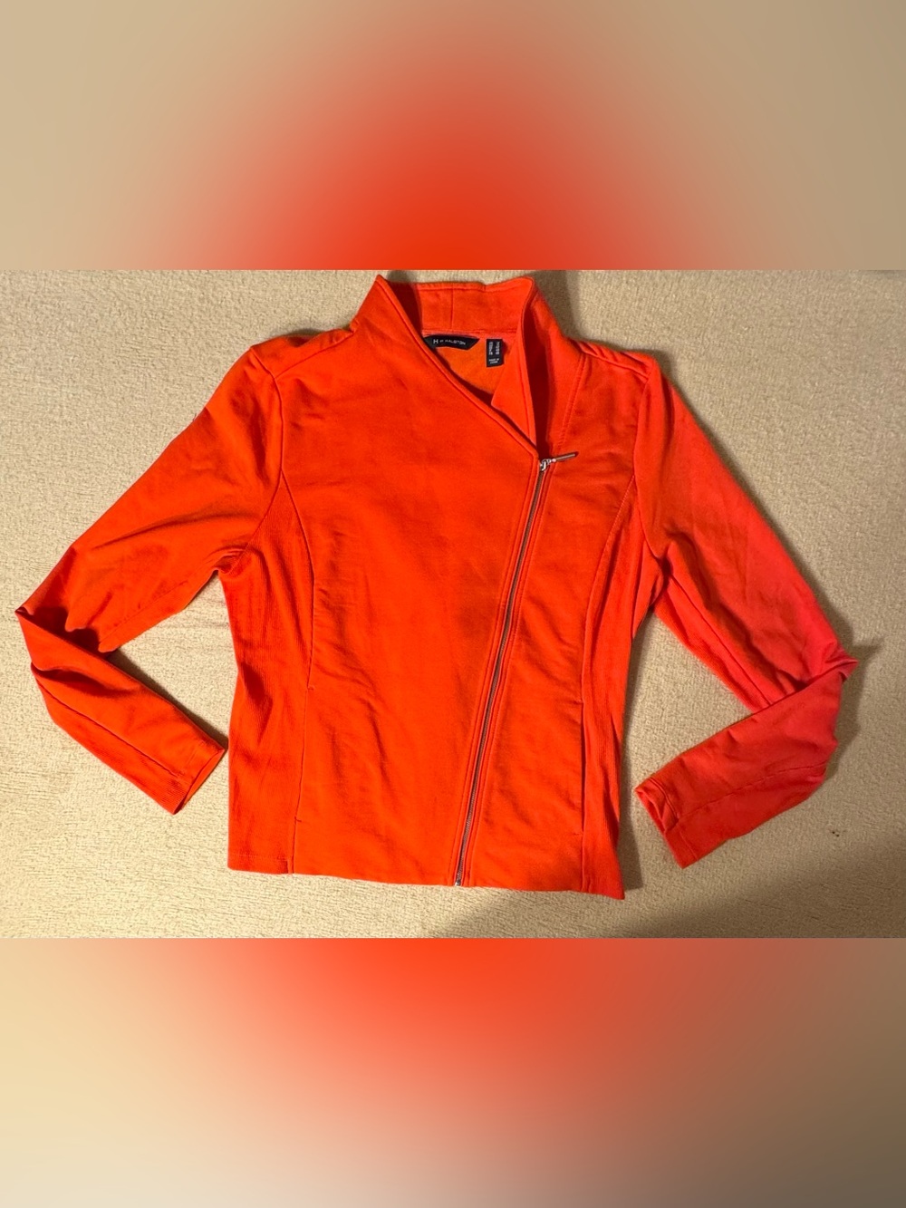 H by Halston Bright Orange Asymmetrical Zip Jacket